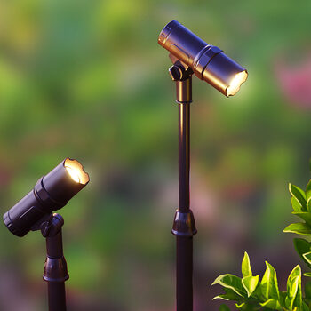 Lifestyle image of lights in garden setting