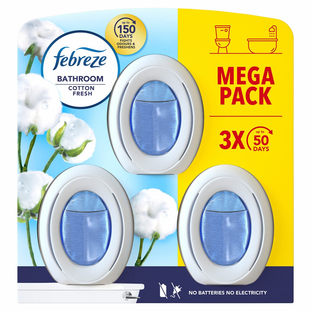 Febreze Cotton Fresh Bathroom Gel, 3 Pack