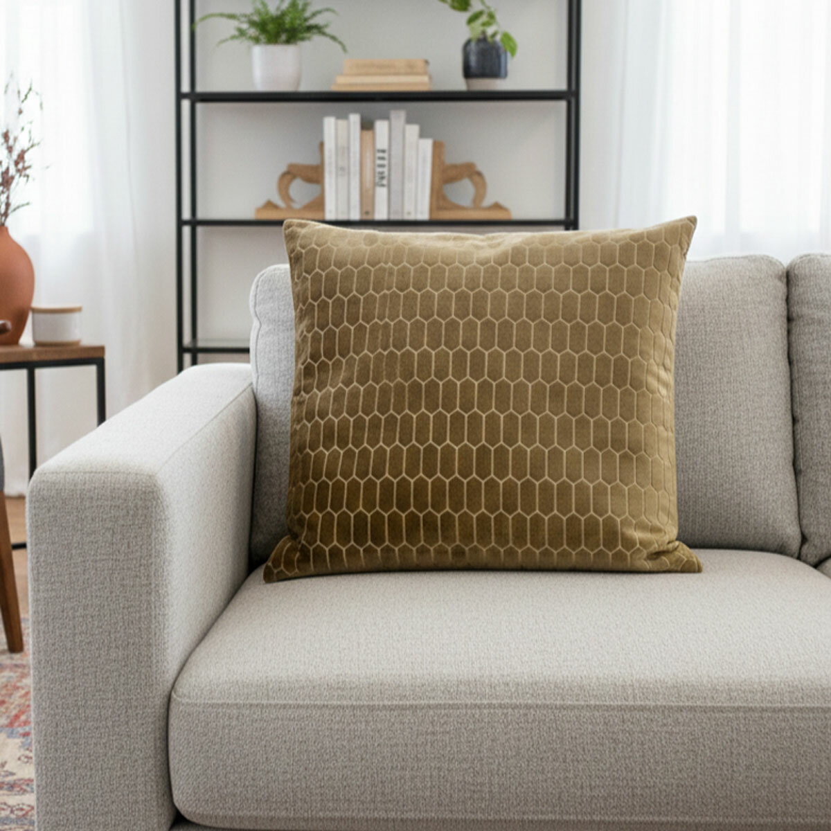 Malini Albie Whiskey Velvet Feather Fill Cushion, 56 x 56 cm