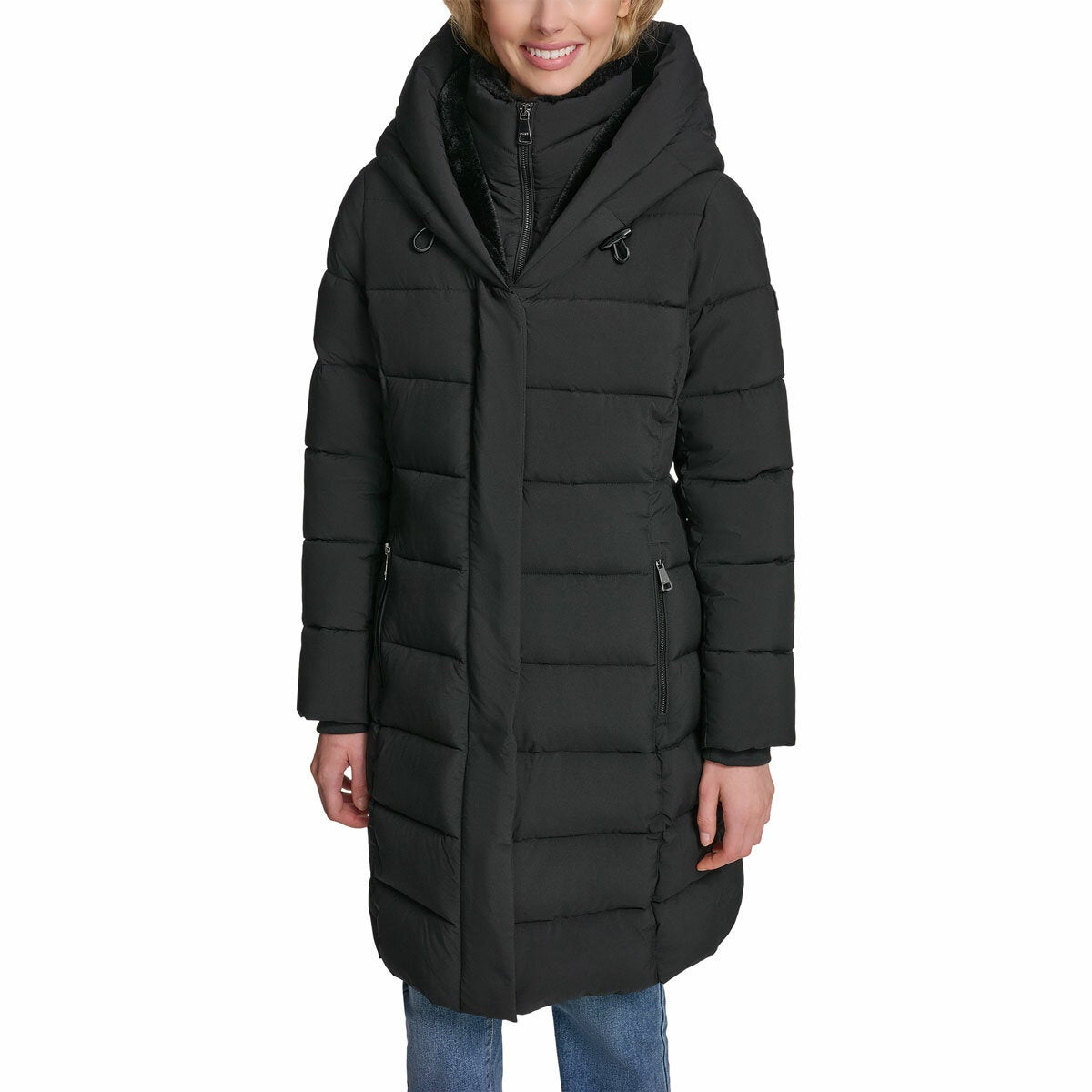 DKNY Women's Puffer Coat with Plush Hood DKNY Women's Puffer Coat with Plush Hood