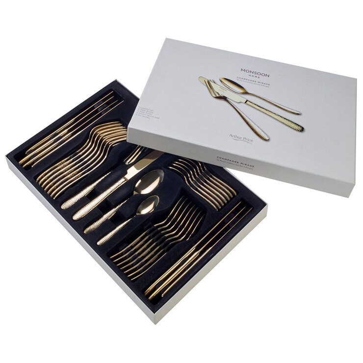 Arthur Price Monsoon Champagne Mirage Stainless Steel 32 Piece Cutlery Set Arthur Price Monsoon Champagne Mirage Stainless Steel 32 Piece Cutlery Set