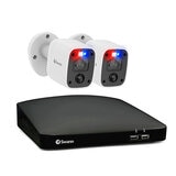 Swann 4K Dome Cameras PRO-4KDER with Controllable Red & Blue Flashing Lights, Spotlights & Sirens