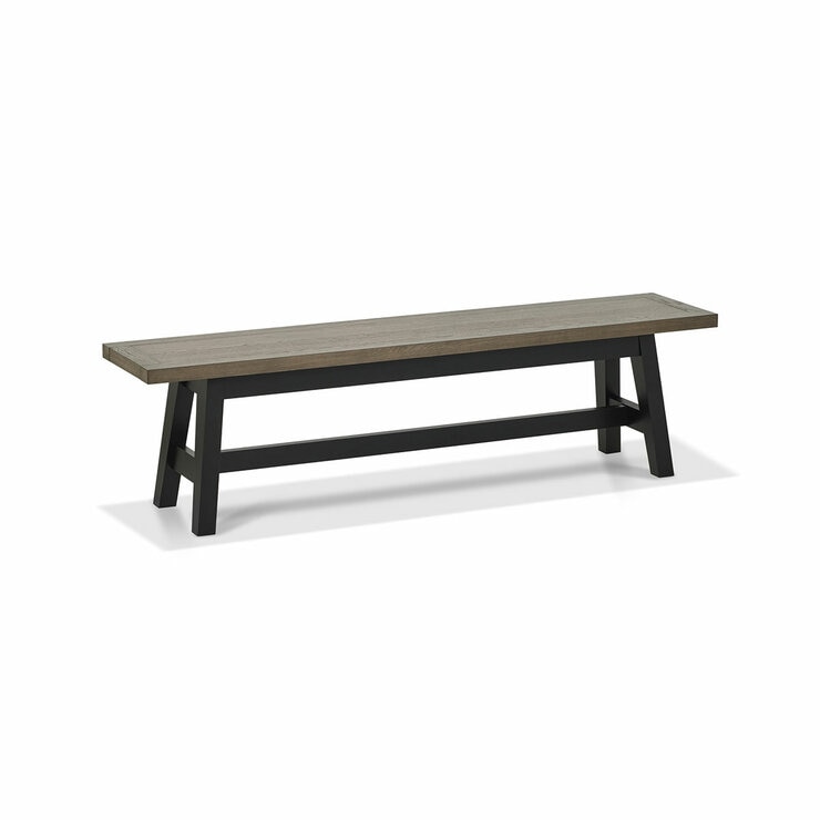 Bentley Designs Camden Weathered Oak & Peppercorn Small Bench, 177cm Bentley Designs Camden Weathered Oak & Peppercorn Small Bench, 177cm