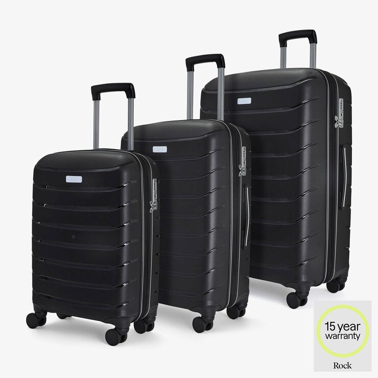 Rock Prime 3 Piece Hardside Luggage Set in Black Rock Prime 3 Piece Hardside Luggage Set in Black