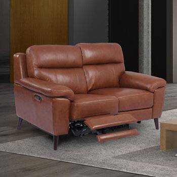 Grace Brown Leather Power Reclining 2 Seater Sofa