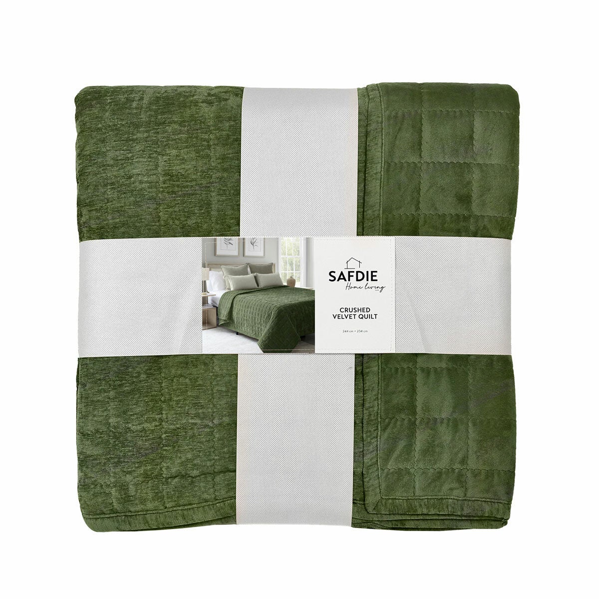 Safdie Crushed Velvet Green Throw , 234 x 244 cm Safdie Crushed Velvet Green Throw , 234 x 244 cm