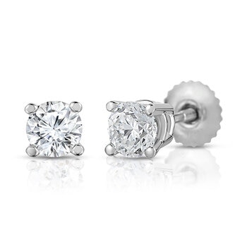 0.70ctw Round Brilliant Cut Diamond Stud Earrings, 18ct White Gold