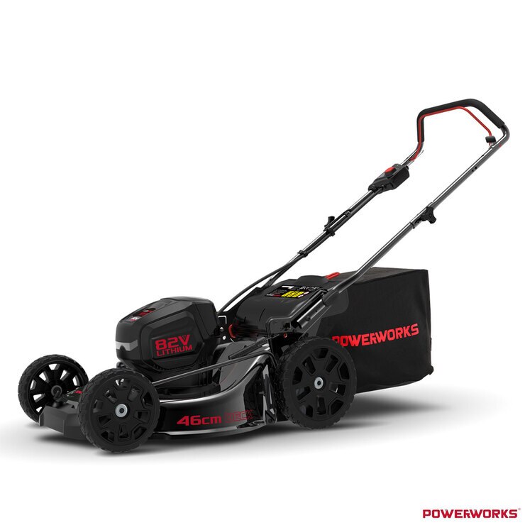 Powerworks 82V Cordless 46cm Self Propelled Lawn Mower + 82V Battery