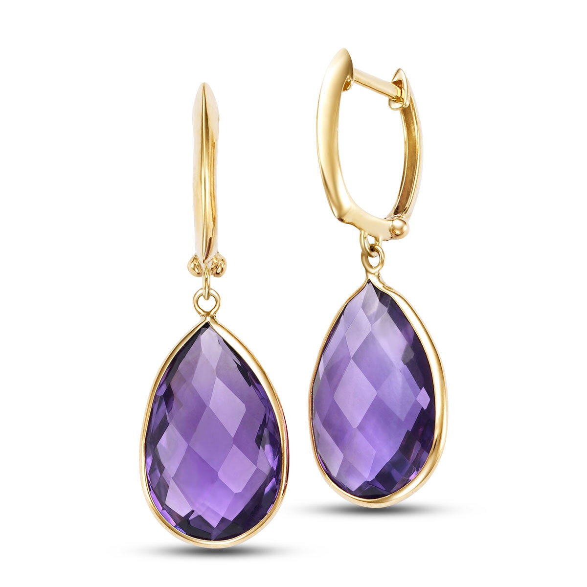 Amethyst Earrings, 14ct Yellow Gold