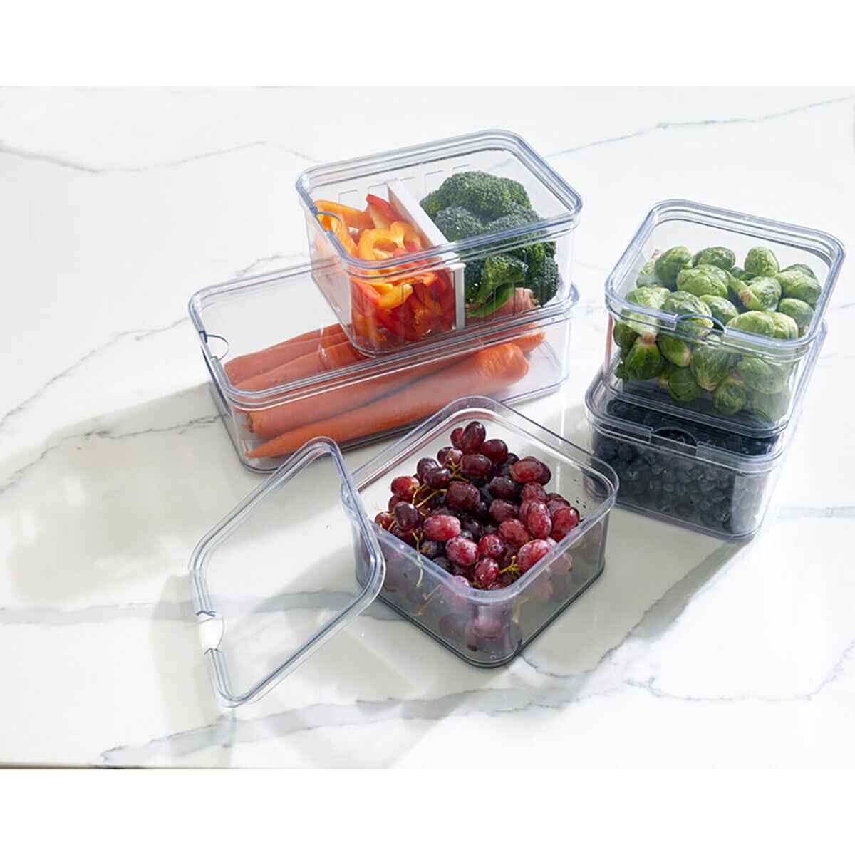 Mainstays Clear Plastic Fridge Organization Bin 4Pack Set, Various