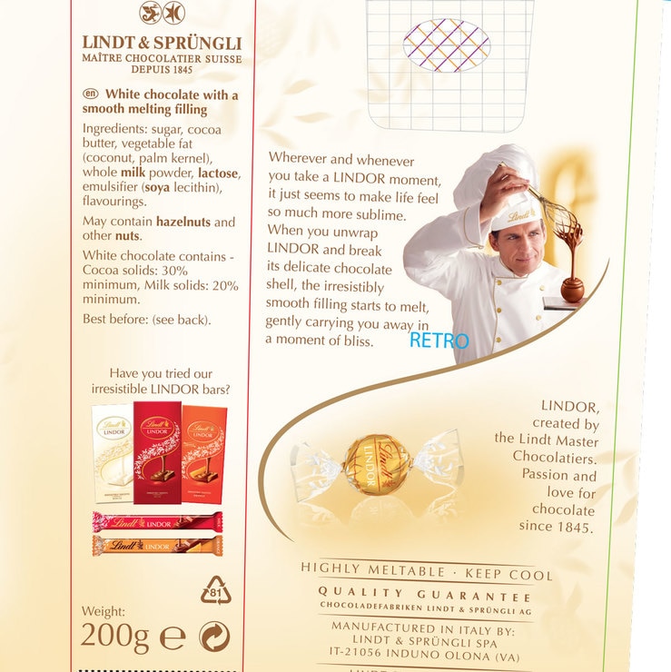 Lindt Lindor Assortment Milk & White, 4 x 200g