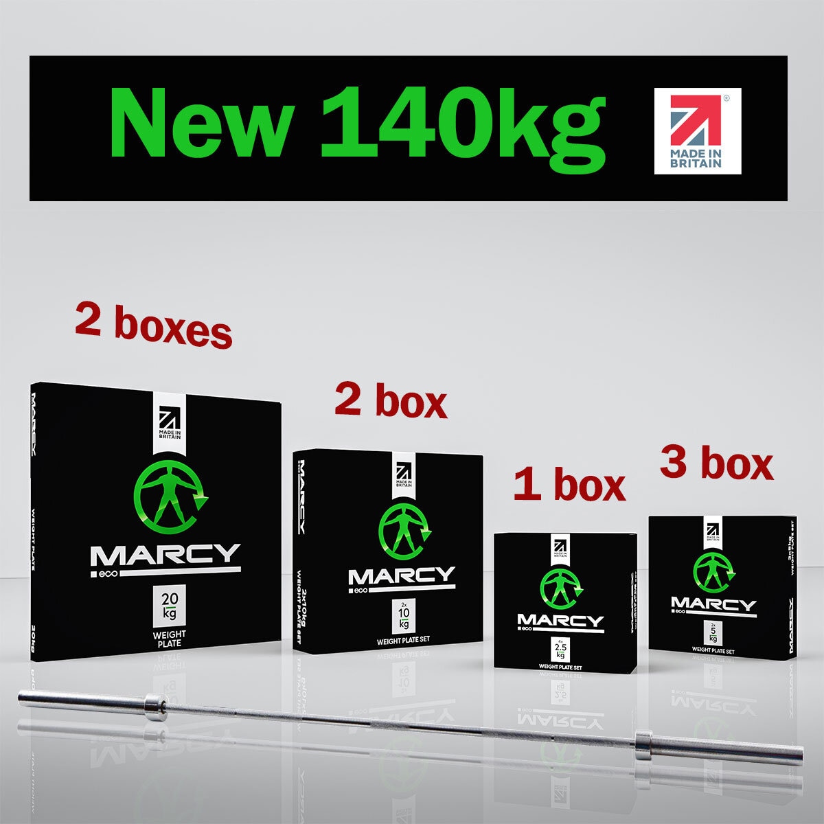 Marcy Made in Britain Eco Olympic Weight Set with 7ft Barbell in 2 Sizes