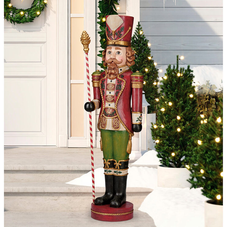 6ft (182.8 cm) Resin Woodlook Indoor/Outdoor Christmas Nutcracker ...