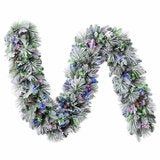 9ft Pre-Lit Flocked Garland With Twinkle LED Lights 9ft Pre-Lit Flocked Garland With Twinkle LED Lights