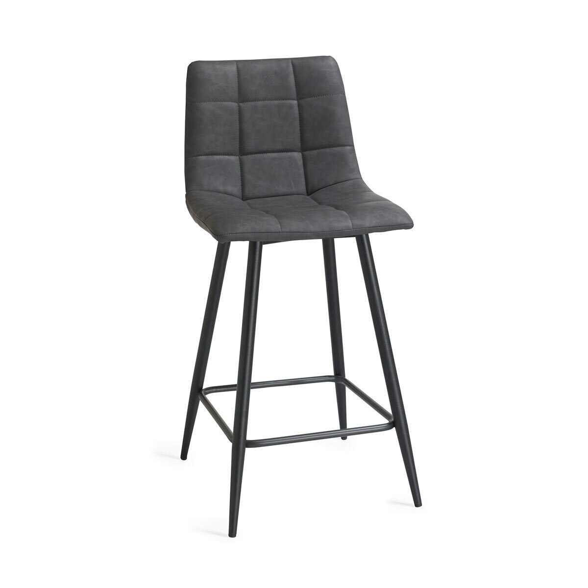 Bentley Designs Grey Faux Leather Tapered Back Bar Stool, 2 Pack