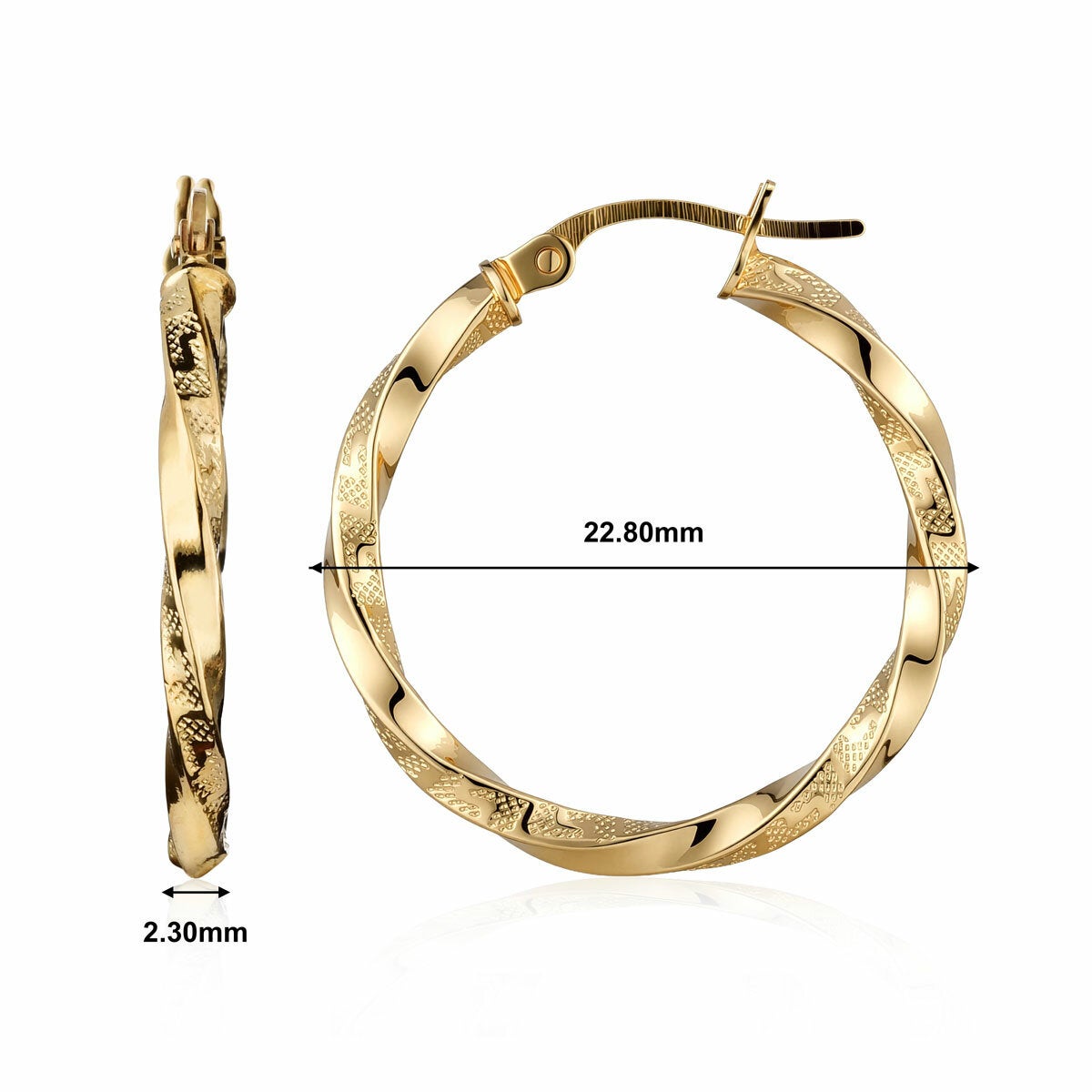 14ct Yellow Gold Twist Hoop Earrings 14ct Yellow Gold Twist Hoop Earrings