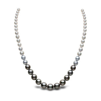 3-10mm Tahitian & Treated Akoya Graduated Pearl Necklace, 18ct White Gold