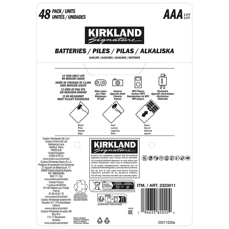 Kirkland Signature Alkaline AAA Batteries - 48 pack Kirkland Signature Alkaline AAA Batteries - 48 pack