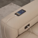 Dallas Cream Leather Power Sliding 3 Seater Sofa