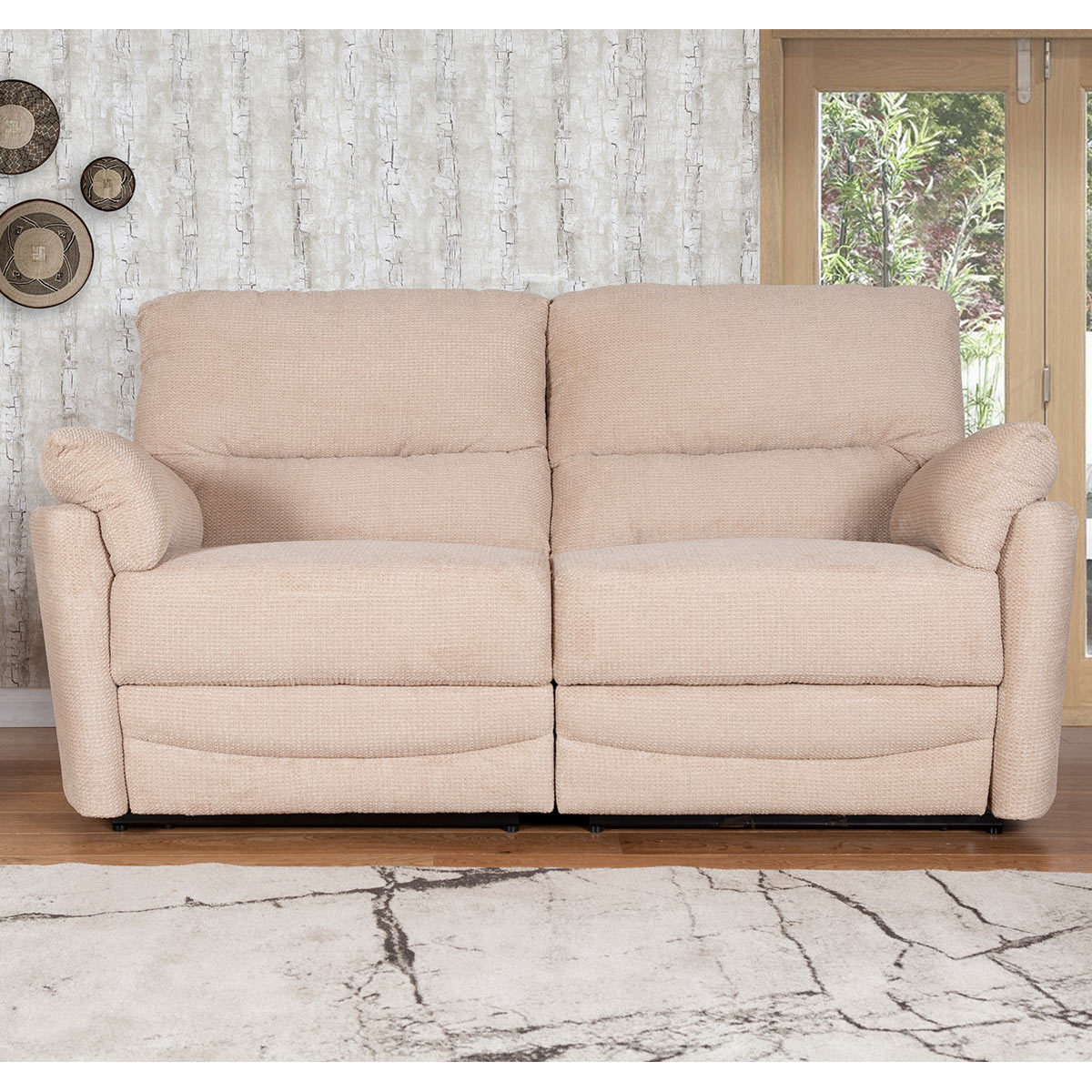 Minster 3 Seater Fabric Power Recliner Sofa in Rich Beige Costco UK