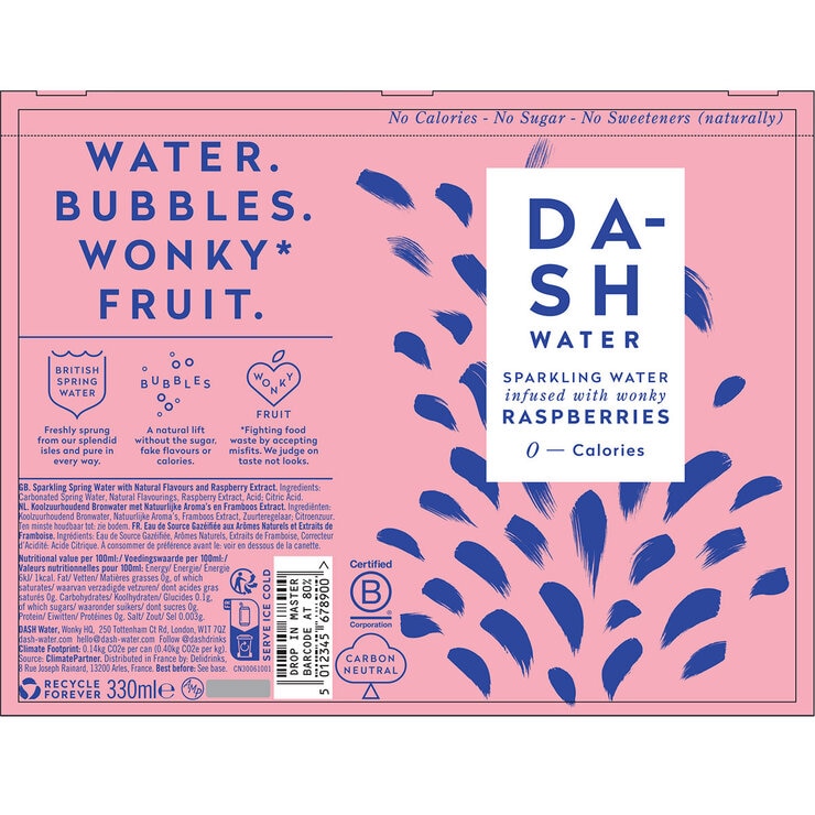 Dash Water Raspberry Infused Sparkling Water Nutritional Information