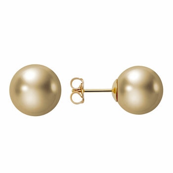 11-11.5mm Southsea Golden Pearl Earrings, 14ct Yellow Gold