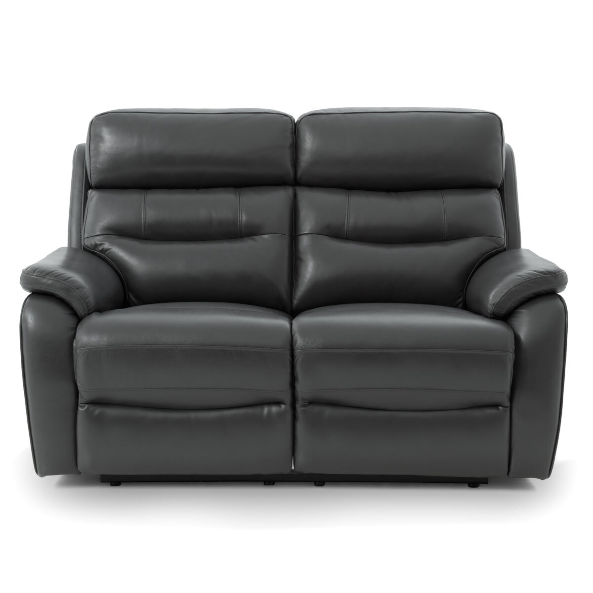 Fletcher Dark Grey Leather Power Reclining 2 Seater Sofa with Power Headrest