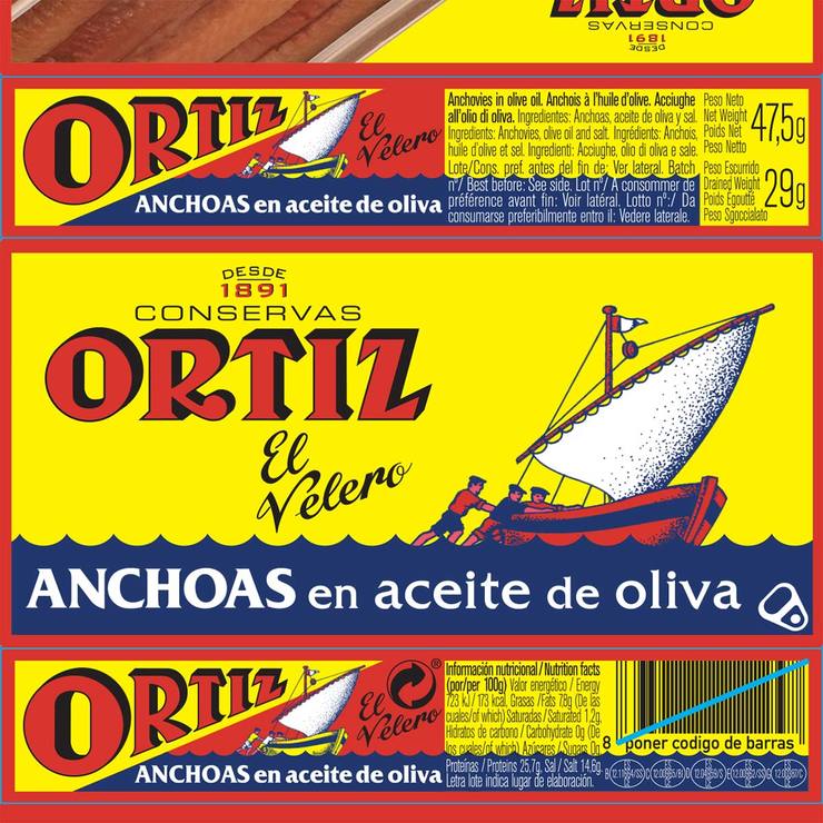 Brindisa Ortiz Spanish Anchovy Fillets in Olive Oil, 12 x 47.5g (12