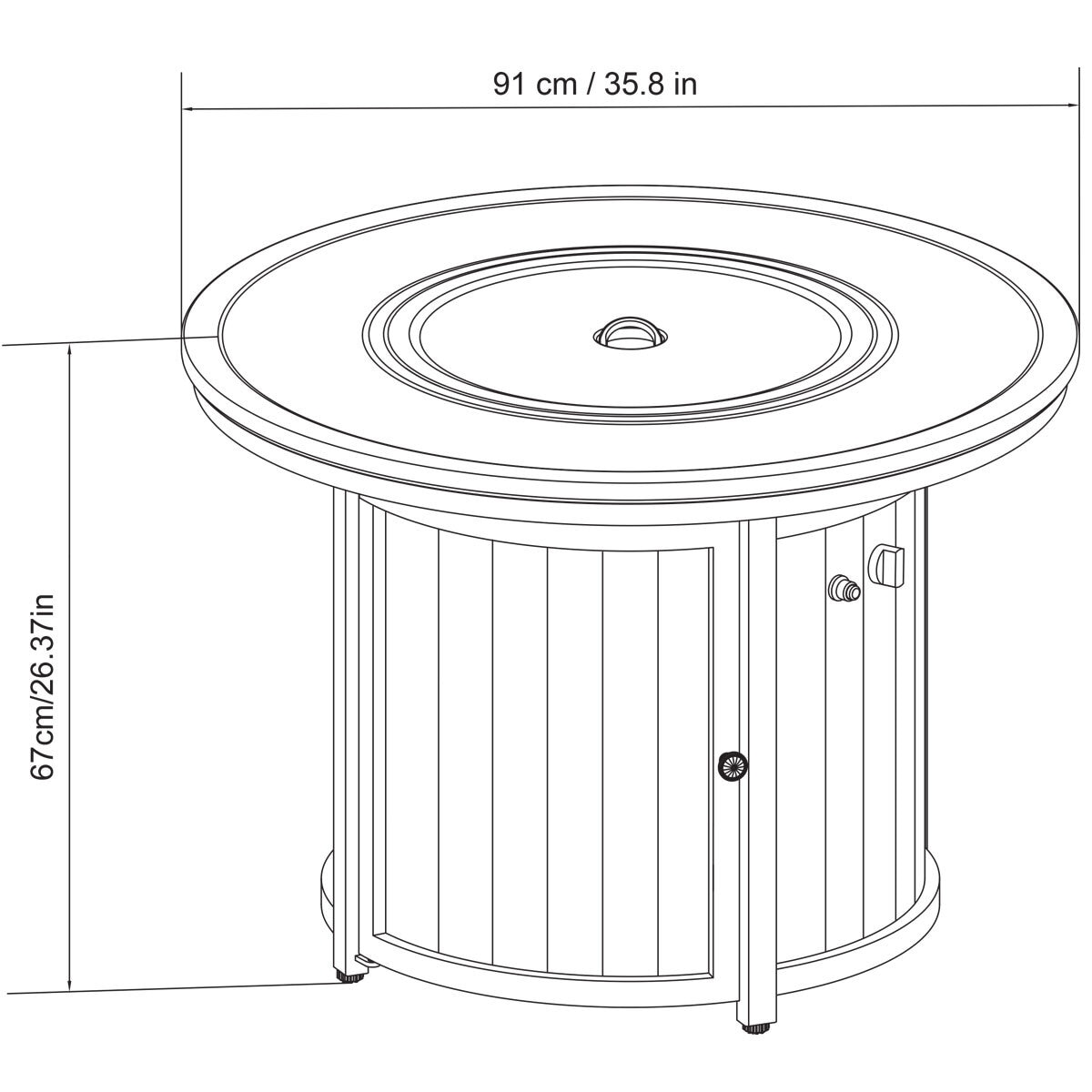 SunVilla Woodcrest 36" (91cm) Fire Table + Cover