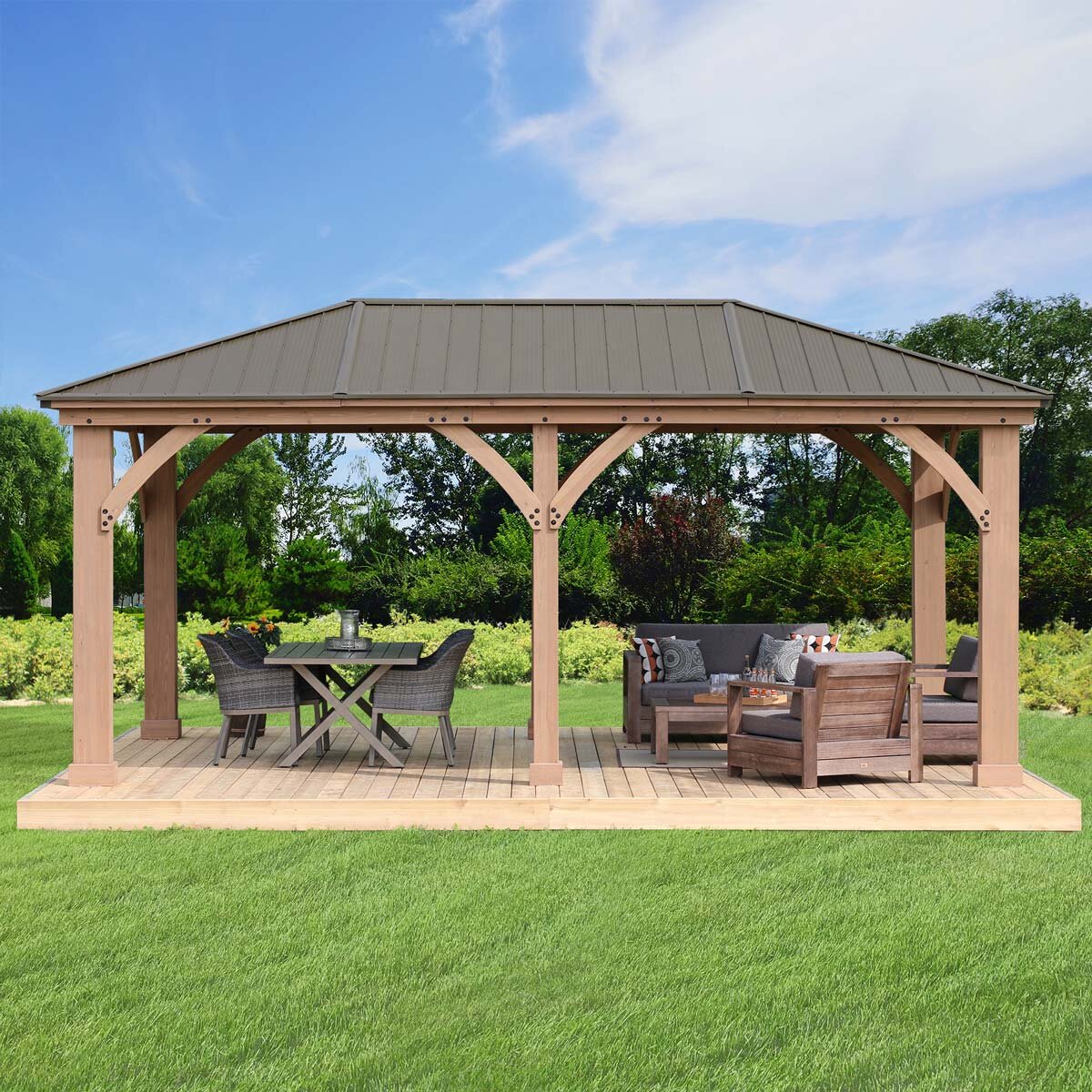 Yardistry 12ft x 20ft 3.7 x 6.2m Gazebo with Peaked Alu