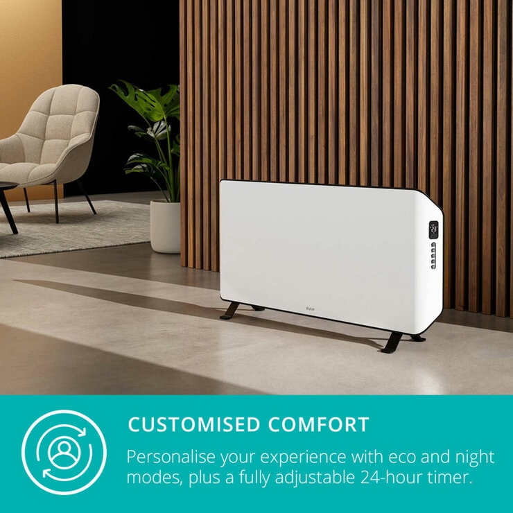 Lifestyle image of Edge 1000 Smart Convector Heater Gen 2 with customised comfort with eco and night modes with 24 hour timer