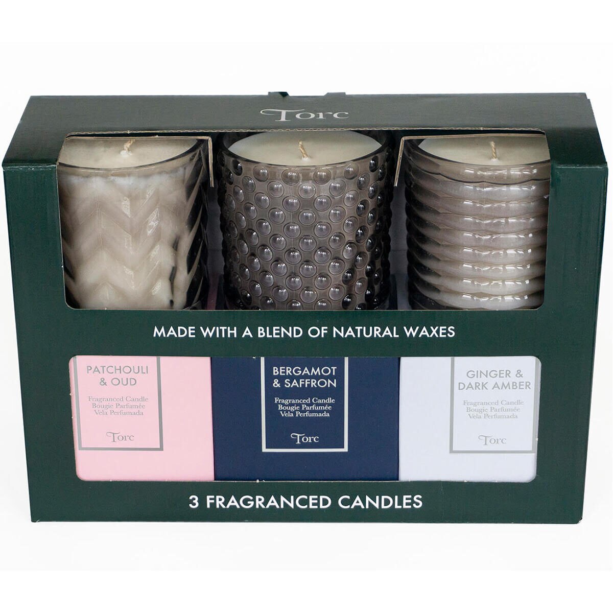 Torc Fragranced Textured Smoked Glass Candles, 3 Pack Costco UK