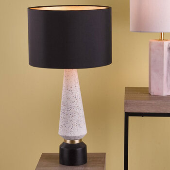 Onora Terrazzo Table Lamp with Black Faux Silk Shade