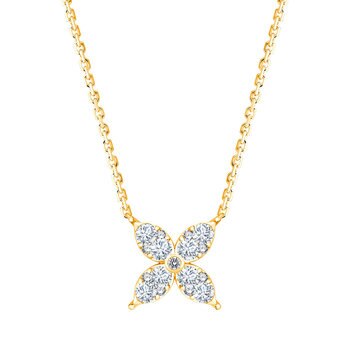 0.50ctw Round Brilliant Cut Diamond Flower Necklace, 14ct Yellow Gold