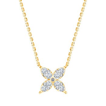 0.50ctw Round Brilliant Cut Diamond Flower Necklace, 14ct Yellow Gold