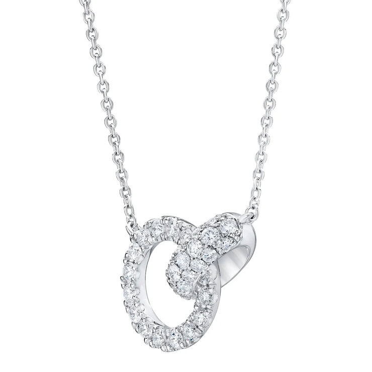 0.50ctw Round Brilliant Cut Diamond Interlocking Circle Necklace, 14ct White Gold 0.50ctw Round Brilliant Cut Diamond Interlocking Circle Necklace, 14ct White Gold