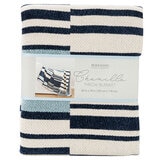 Berkshire Blue Striped Chenille Throw, 152 x 178 cm