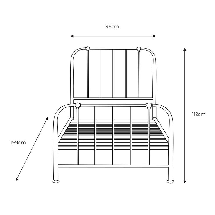 Gallery Loughton Cream Metal Bed Frame, Single