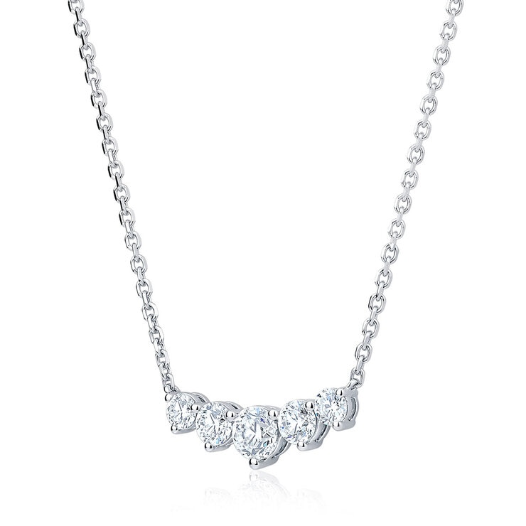 1.00ctw Round Brillant Cut Diamond 5 Stone Necklace