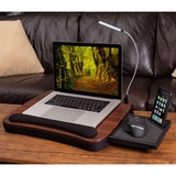 Birdrock Multi-Tasking Lap Desk with Mouse Deck and Light in Brown