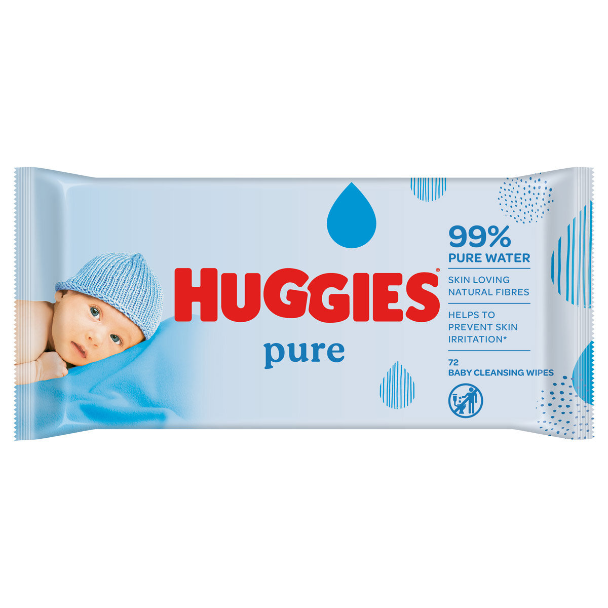 Huggies Pure Baby Wipes, 72 Wipes
