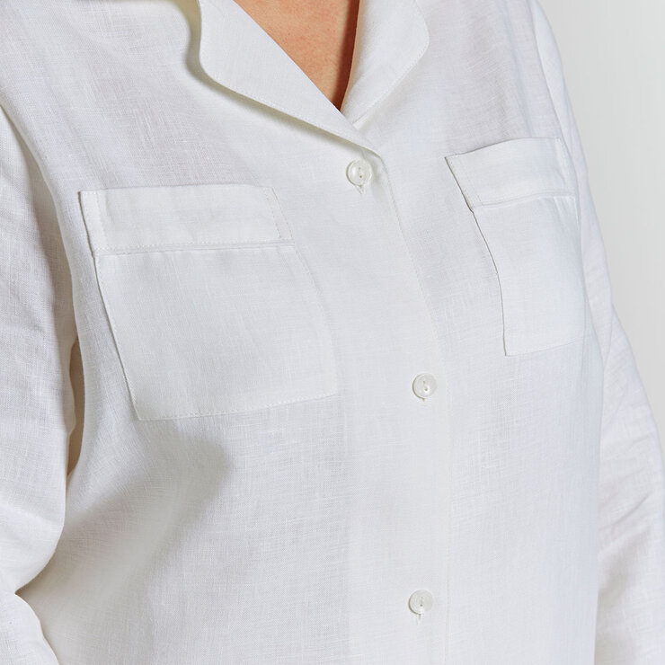 Lazy Linen Ladies Pyjama Set in White