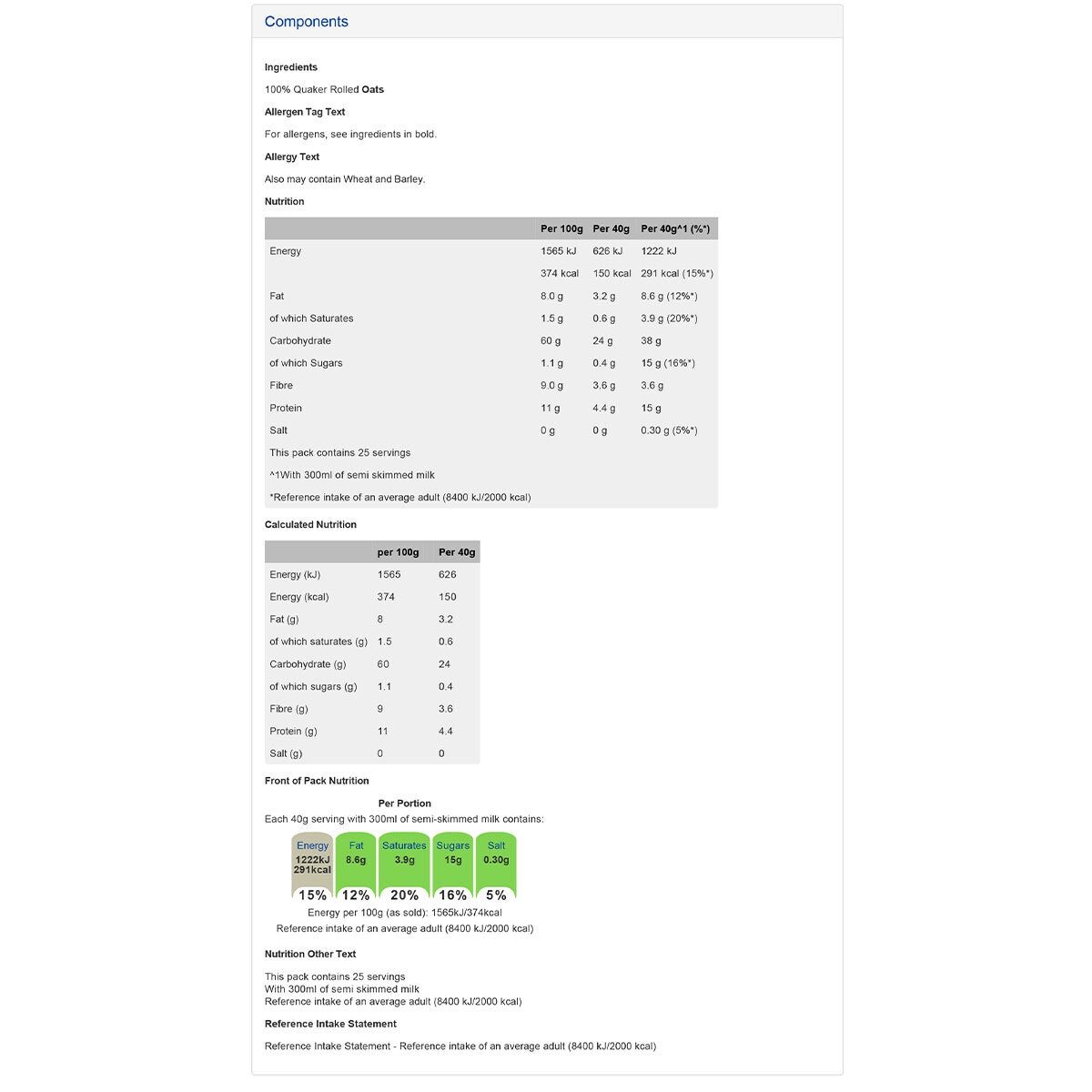 Nutritional Information