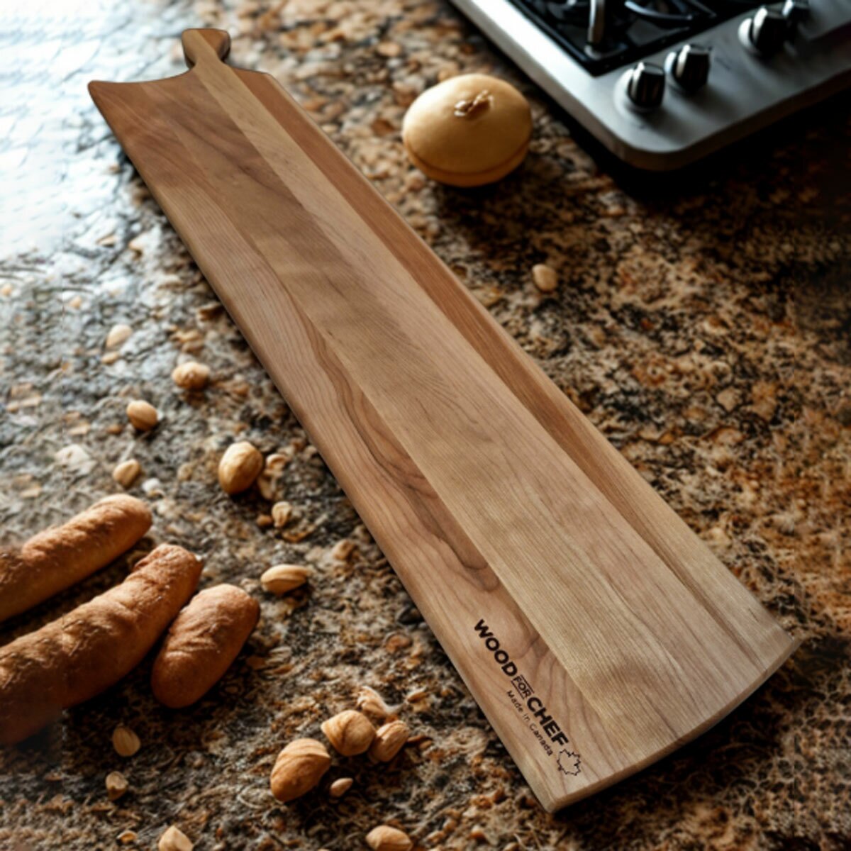 Lifestyle picture of WFC XL Charcuterie Serving Board on kitchen top