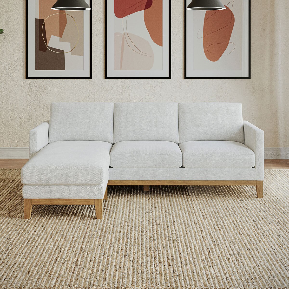 Henredon Murphy Cream Fabric Corner Sofa with Reversible Chaise