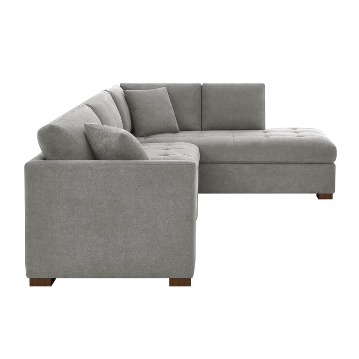 Thomasville Miles Grey Fabric Corner Sofa with Power Footrests