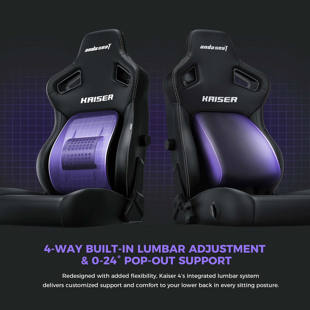 Andaseat Kaiser 4 Chair, Black - Lumbar Support