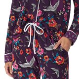 Room Service Ladies Notch Collar PJ Set, 2 Piece in Purple Crane