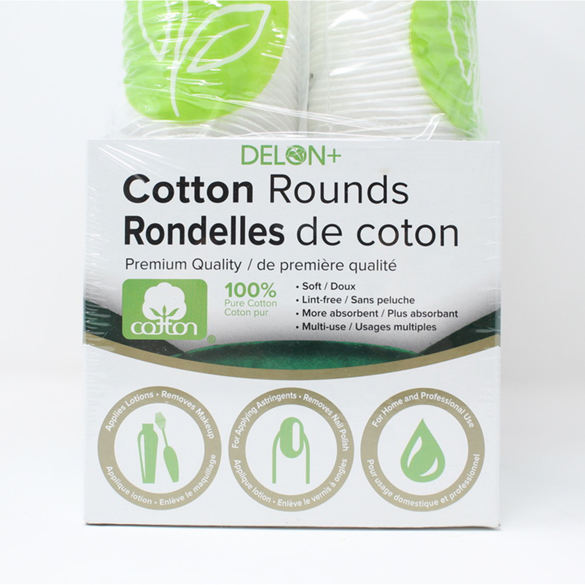 Delon+ Premium Cotton Rounds, 8 x 100 Pack