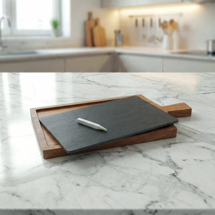 BirdRock Home Slate & Acacia Serving Board
